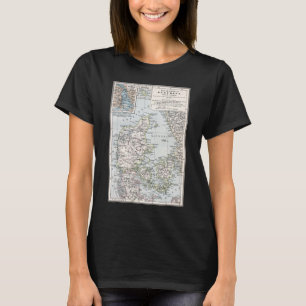 Antique Map of Denmark, Danmark in Danish, 1905 T-Shirt