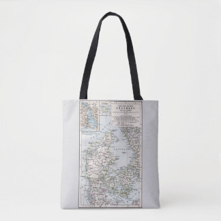 Antique Map of Denmark, Danmark in Danish, 1905 Tote Bag