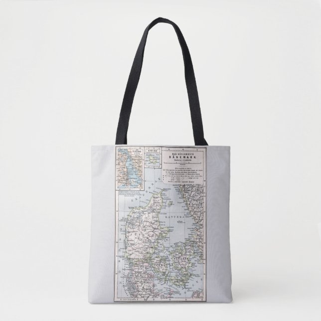Antique Map of Denmark, Danmark in Danish, 1905 Tote Bag (Front)