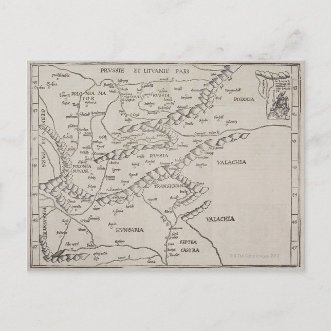 Antique Map of Eastern Europe Postcard (Front)