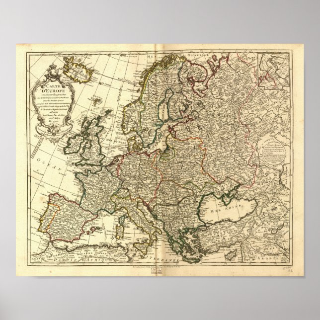 Antique Map of Europe 1769 Poster (Front)