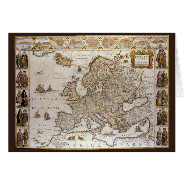 Antique Map of Europe by Willem Jansz Blaeu, c1617 (Front Horizontal)