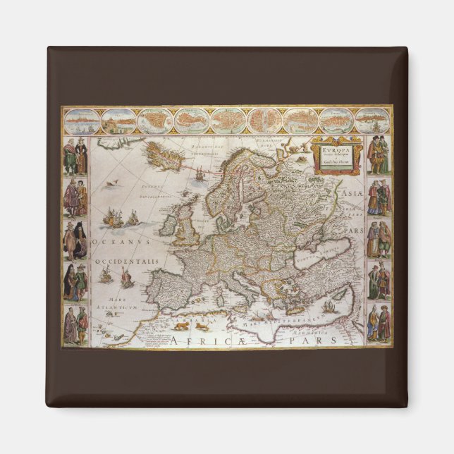 Antique Map of Europe by Willem Jansz Blaeu, c1617 Magnet (Front)