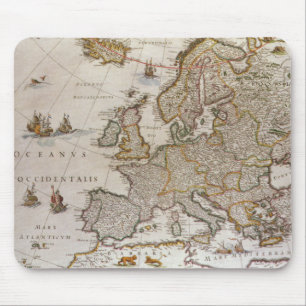 Antique Map of Europe by Willem Jansz Blaeu, c1617 Mouse Mat