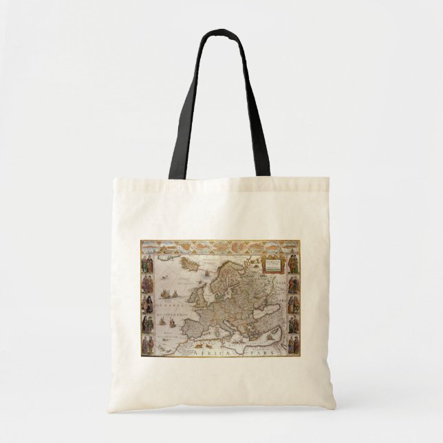 Antique Map of Europe by Willem Jansz Blaeu, c1617 Tote Bag (Front)