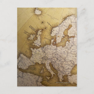 Antique map of europe. Old world. Postcard