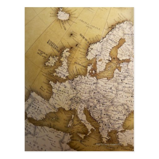 Image of Antique map of europe. Old world. Postcard