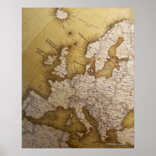 Antique map of europe. Old world. Poster