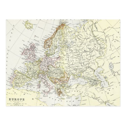 Image of Antique map of Europe Postcard