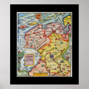 Antique Map of Fiesland - Fryslân - West Frisia Poster