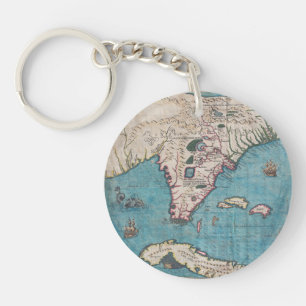 Antique Map of Florida and Cuba Key Ring