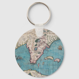 Antique Map of Florida and Cuba Key Ring