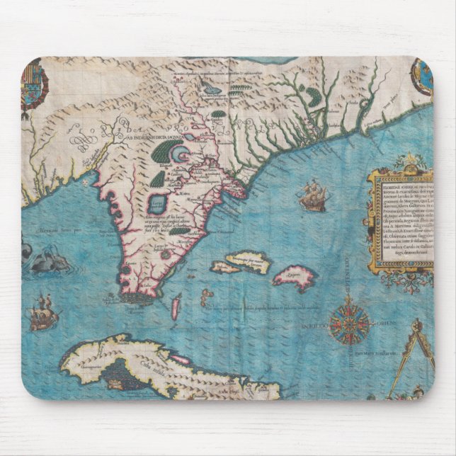 Antique Map of Florida and Cuba Mouse Mat (Front)