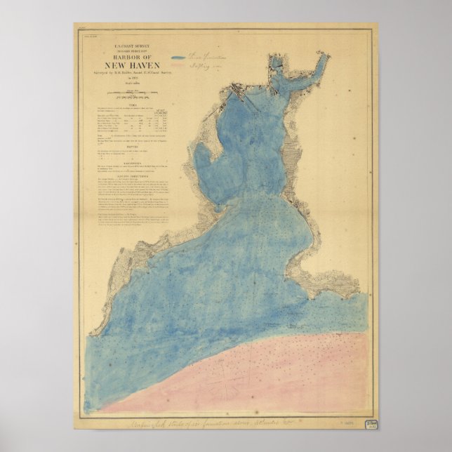 Antique Map of Harbour of New Haven Connecticut Poster (Front)