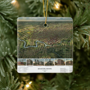 Antique Map of Houston, Texas with Buffalo River Ceramic Ornament