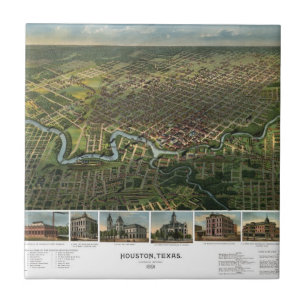Antique Map of Houston, Texas with Buffalo River Tile