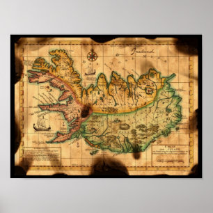 Antique Map of Iceland Poster