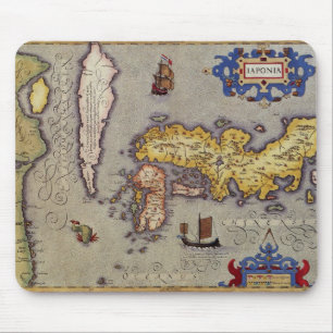 Antique Map of Japan by Mercator and Hondius Mouse Mat