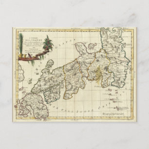 Antique Map of Japan from 1785 Postcard