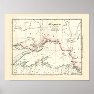 Antique map of Lake Superior Poster