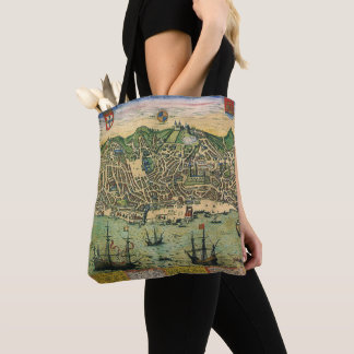 Antique Map of Lisbon, Portugal by Braun/Hogenberg Tote Bag