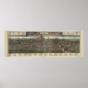 Antique Map of London Print