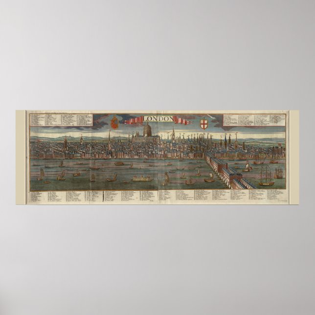 Antique Map of London Print (Front)