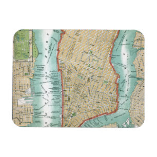 Antique Map of Lower Manhattan and Central Park Magnet