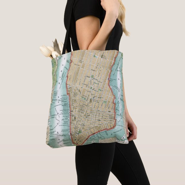 Antique Map of Lower Manhattan and Central Park Tote Bag (Close Up)