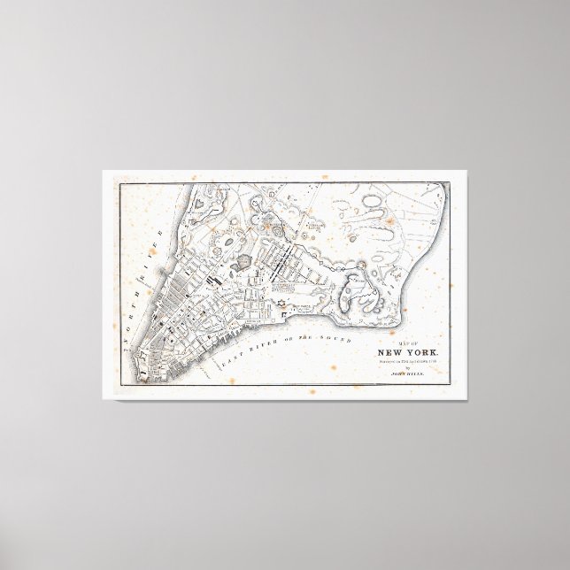 Antique Map of New York Canvas Print (Front)