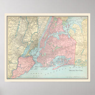 Antique Map of New York City Poster