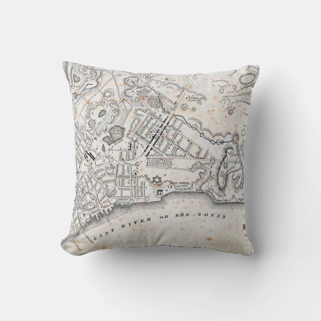 Antique Map of New York Cushion (Front)