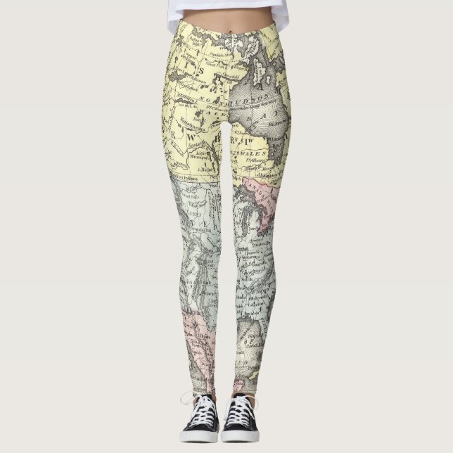 Antique Map of North America  Leggings (Front)