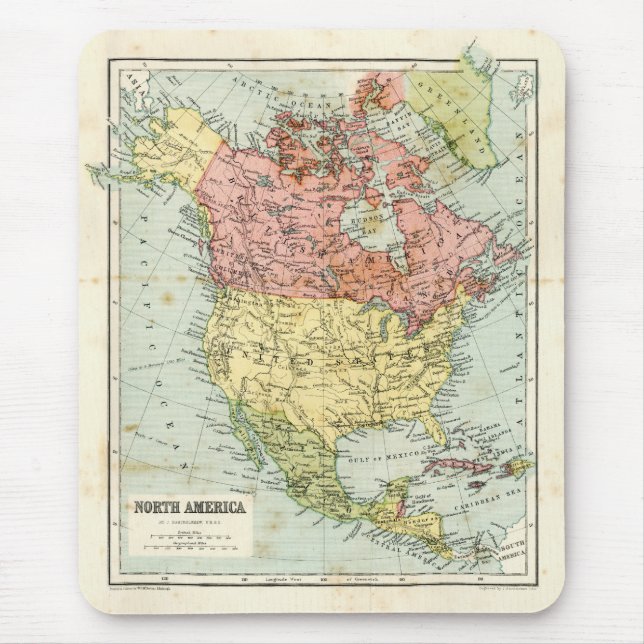 Antique map of North America Mouse Mat (Front)
