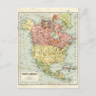 Antique map of North America Postcard