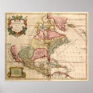 Antique map of North America Poster