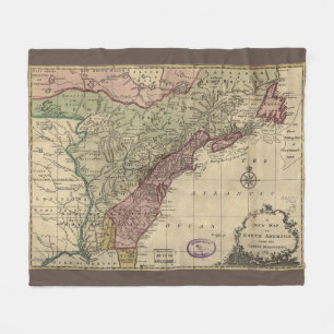 Antique Map of North America, Restored, 1763 Fleece Blanket