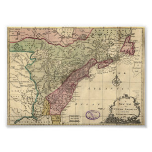 Antique Map of North America, Restored, 1763 Photo Print