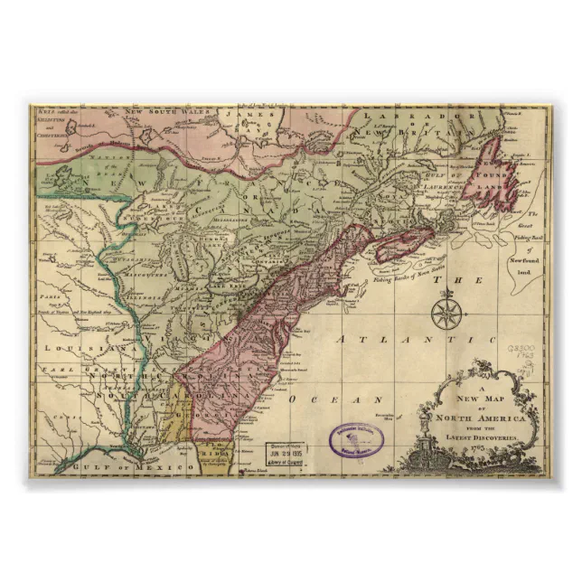 Antique Map of North America, Restored, 1763 Photo Print | Zazzle