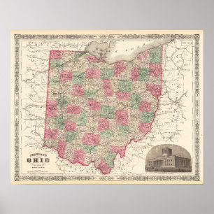 Antique Map of Ohio Vintage Decor