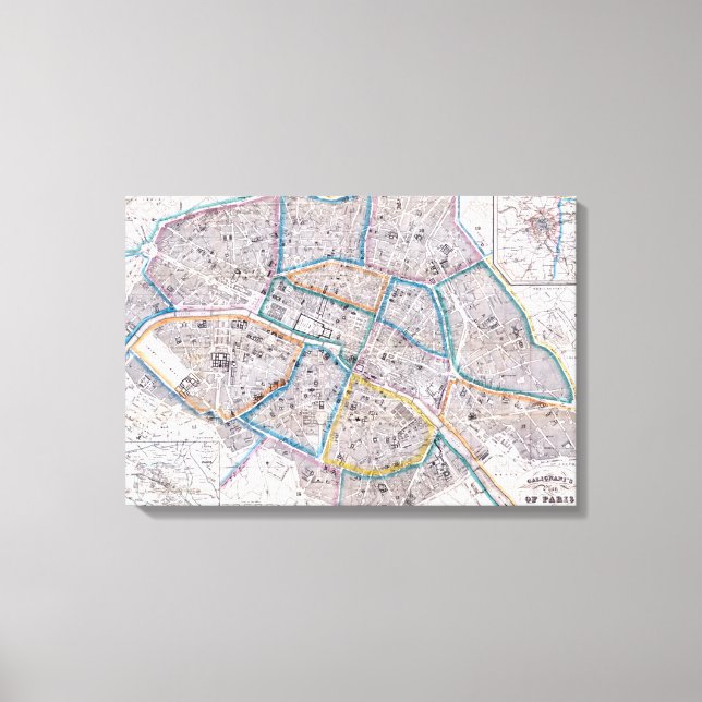 Antique Map of Paris Canvas Print (Front)