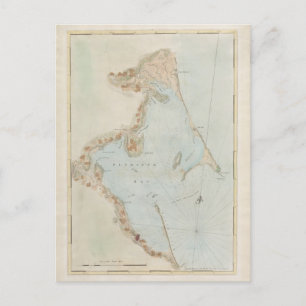 Antique Map of Plymouth Bay, Massachusetts Postcard