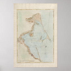 Antique Map of Plymouth Bay, Massachusetts Poster