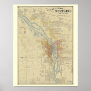 Antique Map of Portland, Oregon Poster
