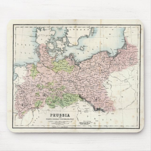 Antique Map of Prussia Mouse Mat (Front)