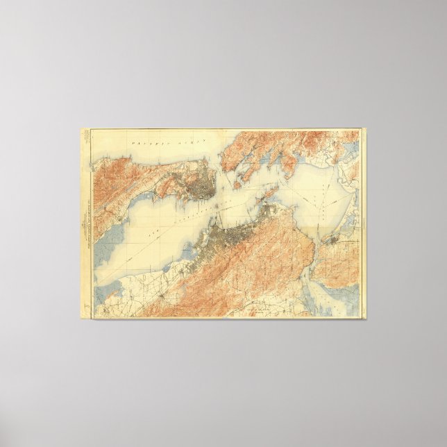 Antique Map of San Francisco Bay Area 1915, Canvas Print (Front)