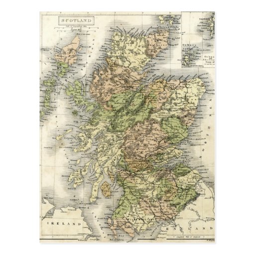 Image of Antique map of Scotland Postcard