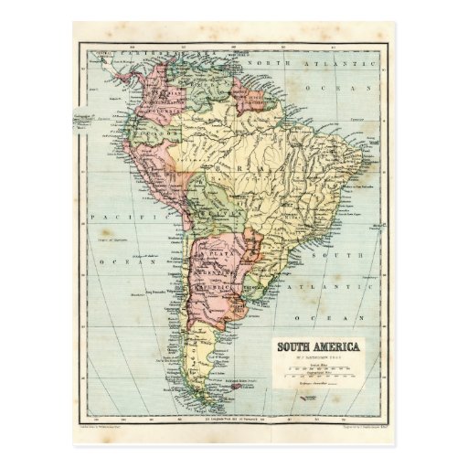 Image of Antique map of South America Postcard