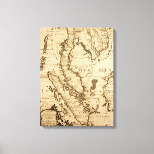 Antique Map of South East Asia 1687 Canvas Print