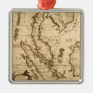 Antique Map of South East Asia   1687 Metal Tree Decoration